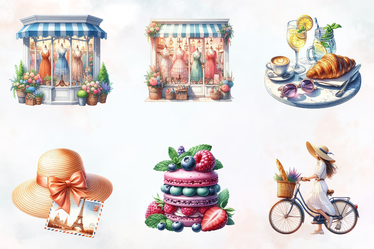 Parisian Summer Clipart, an Illustration by RobertsArt (Photo 3 of 4)