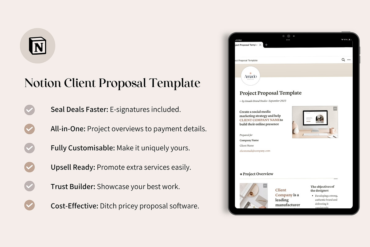 Notion Creative Proposal Template, a Marketing Template by Amado Brand Design Studio (Photo 2 of 5)