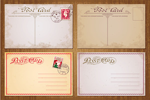 Vintage Postcards Vector Set