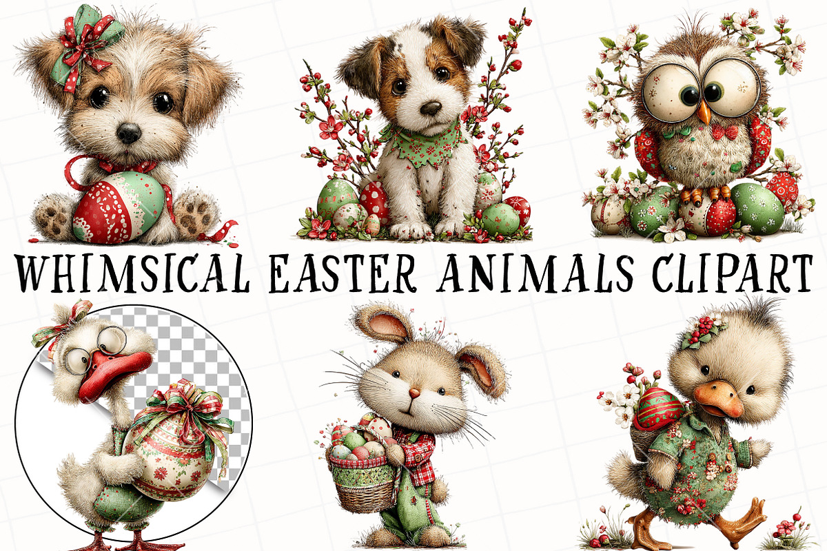 Whimsical Easter Animals Clipart, an Illustration by OK Design (Photo 2 of 6)