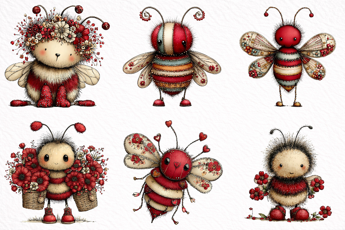Whimsical Spring Bee Clipart PNG, an Illustration by DreamArtGraphic (Photo 5 of 8)