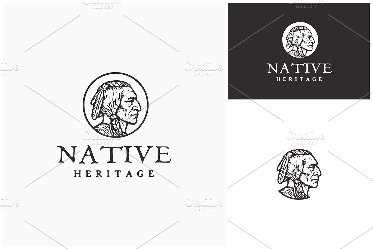 Native Indian Chief Hand Drawn Logo, a Branding & Logo Template by Enola99d (Photo 2 of 2)