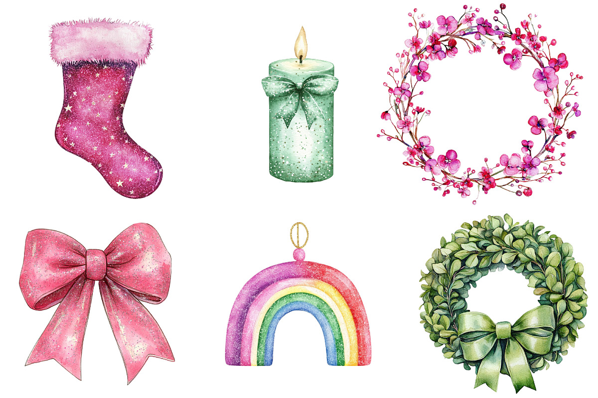 Coquette Gilter Christmas Clipart, an Illustration by DreamArtGraphic (Photo 4 of 4)