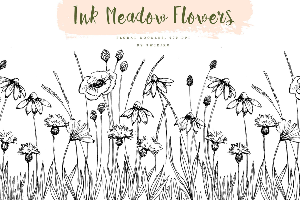 Ink meadow, hand drawn flowers, an Illustration by swiejko (Photo 1 of 4)