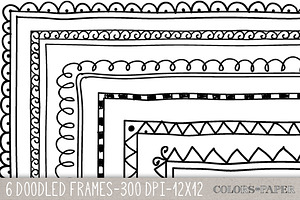 6 Doodle Frames, 12x12 Overlays