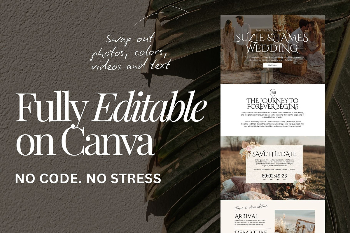 Elegant Boho Wedding Website Invite preview 3