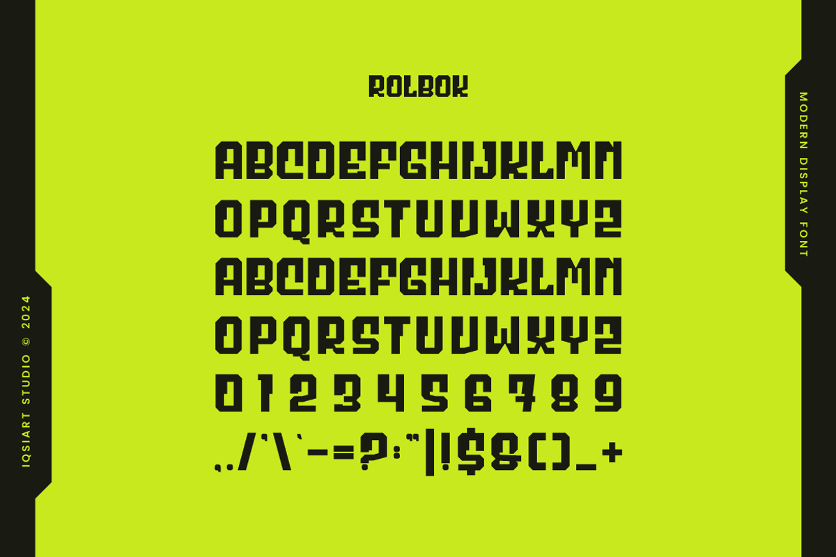 Rolbok - Techno Font, a Sans Serif Font by Iqsiart Studio (Photo 3 of 6)