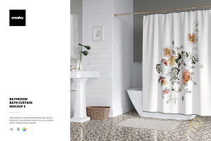 Bathroom Bath Curtain Mockup 5