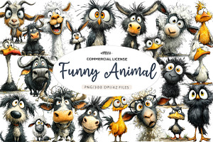 Whimsical Funny Animal Clipart, an Illustration by CreationArt