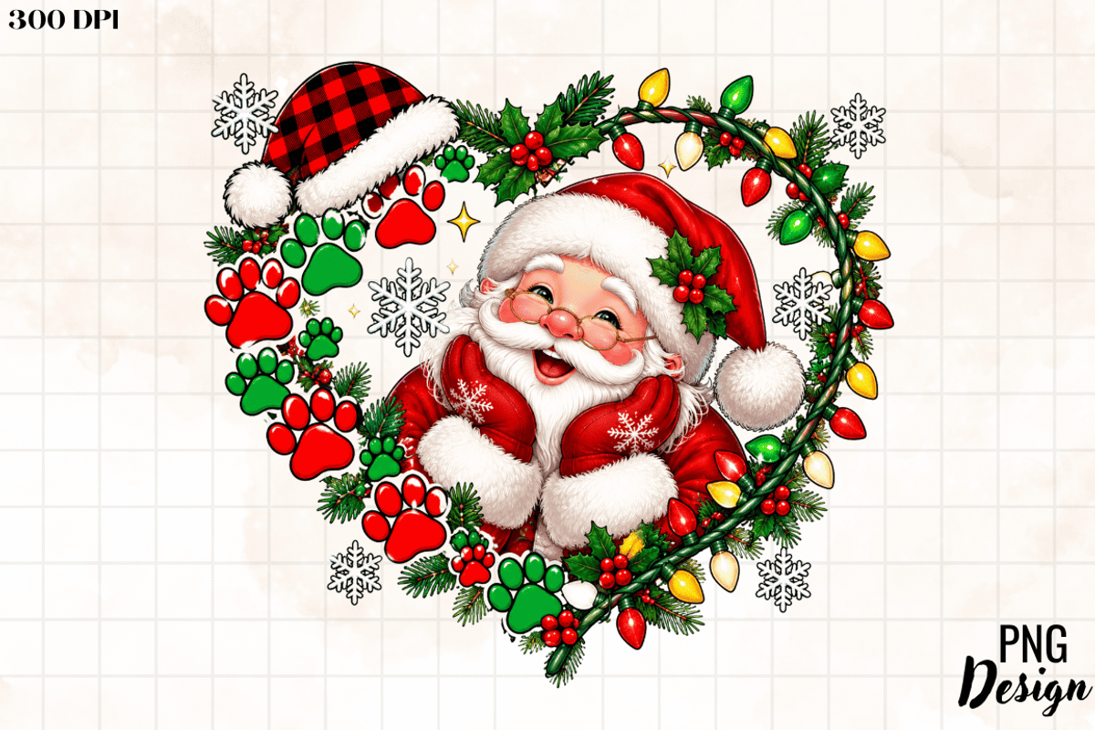 Christmas Paw PNG, Pet Lover Heart, an Object Graphic by Cut File (Photo 2 of 3)