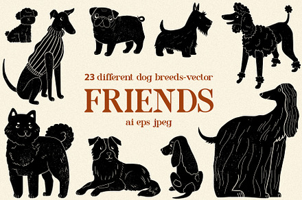 Friends: 23 different dog breeds, an Animal Illustration by Mii Lab