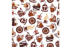 Brown Coffee Retro Seamless Pattern