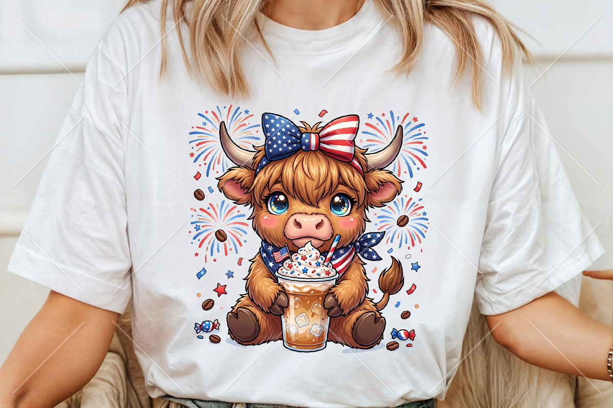 Patriotic Highland Cow PNG, a Seasonal Illustration by Canvas Craft (Photo 6 of 6)