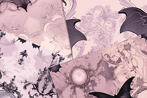 Gothic Butterflies Seamless Patterns