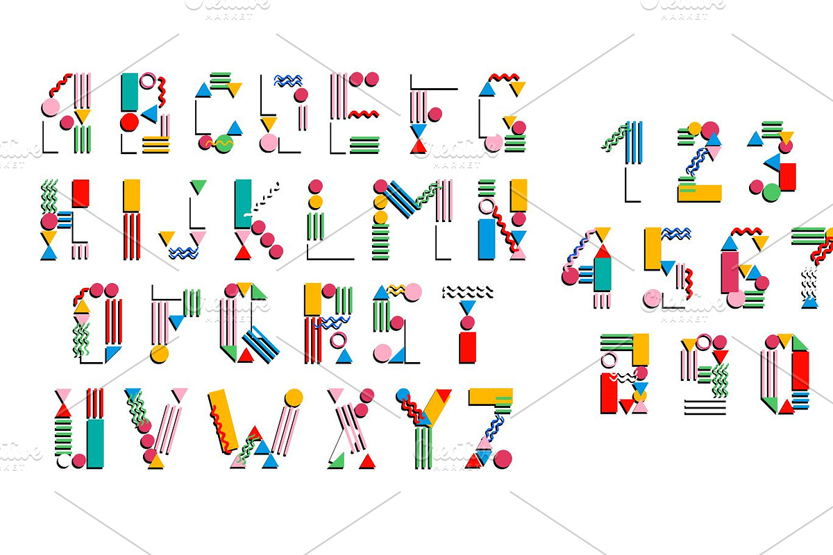Geometric letters and numbers, a Decorative Illustration by MalinaShop (Photo 3 of 3)