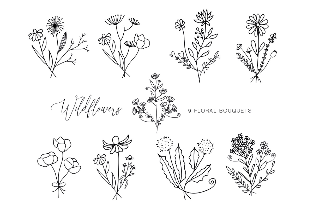 300 Wild Flowers Vector Elements, an Illustration by Art Dari Autumn (Photo 20 of 24)