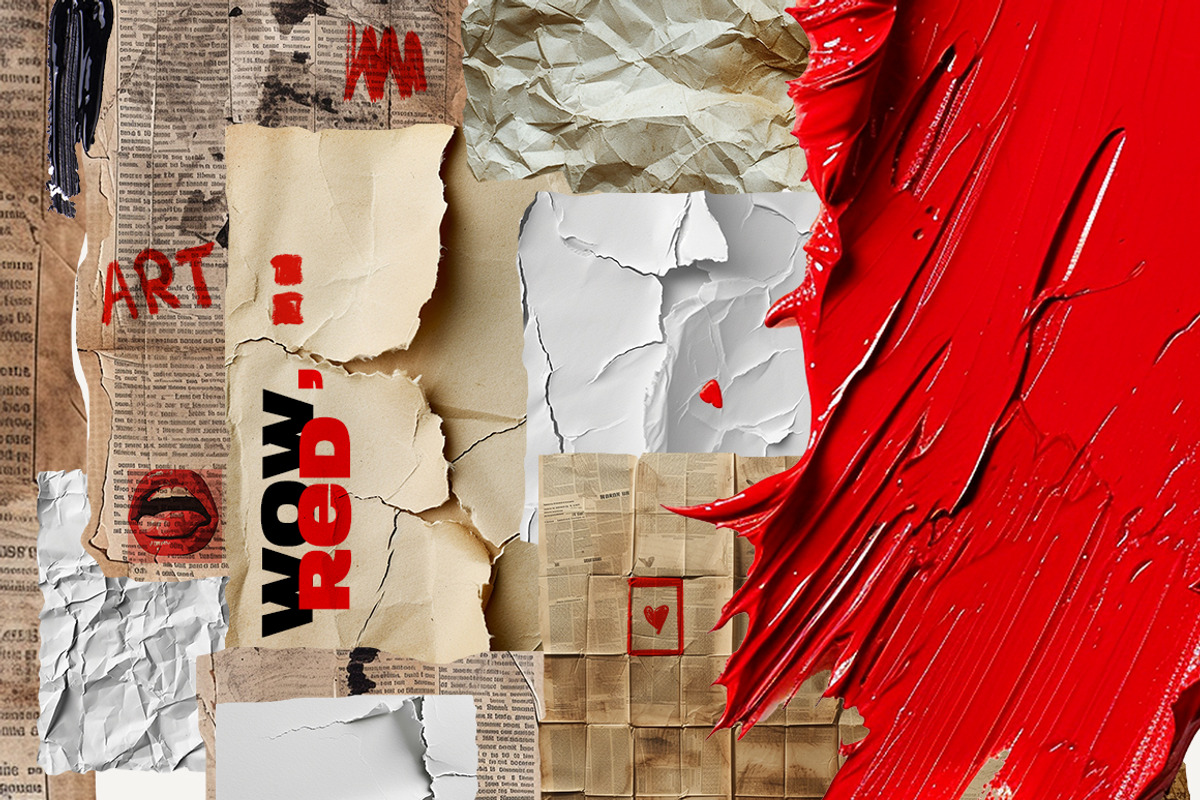 Red collage Cut out Mixed media set, an Object Graphic by 60secondsArt (Photo 4 of 12)