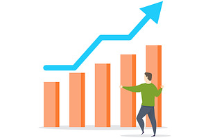 Man Looking At Bar Chart, Growing