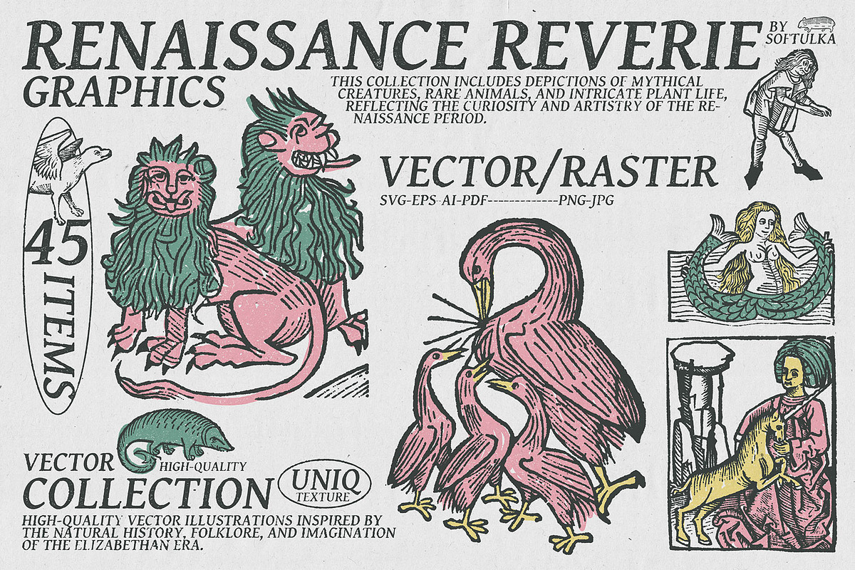 Renaissance Reverie Vector Set, a Graphic by softulka (Photo 1 of 5)
