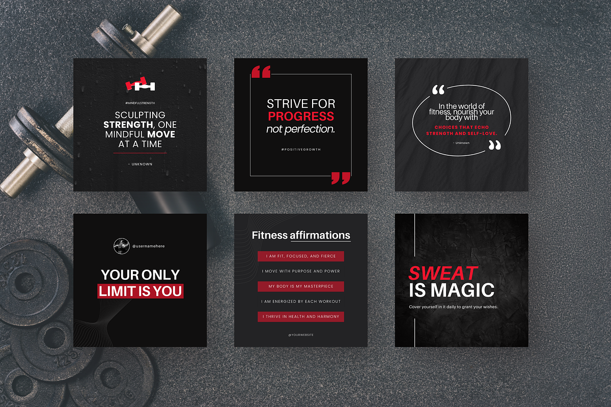 Fitness Quote Instagram Templates, a Social Media Template by DigiPax (Photo 5 of 11)