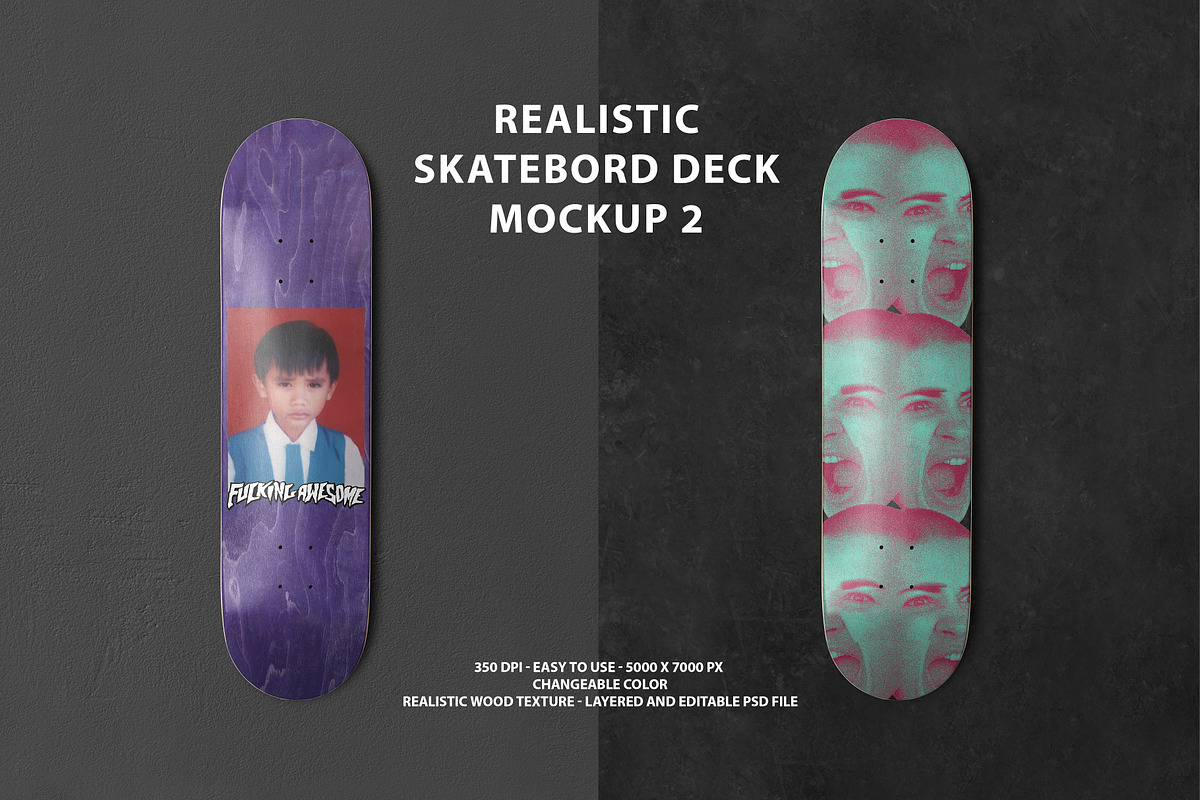 Realistic Skateboard Deck Mockup 2, a Product Mockup by Uncentrifuged Pressure (Photo 1 of 5)