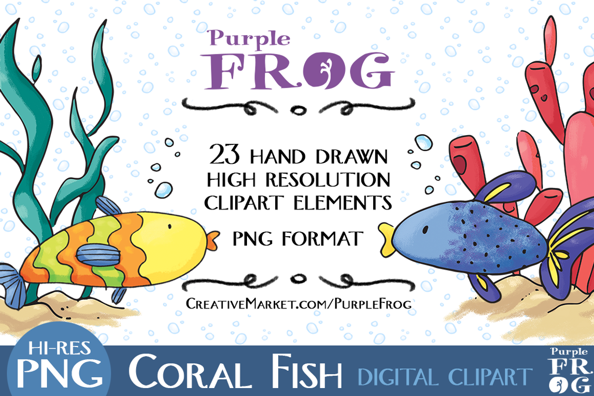 CORAL FISH - Digital Clipart, a Graphic by Purple Frog (Photo 3 of 3)