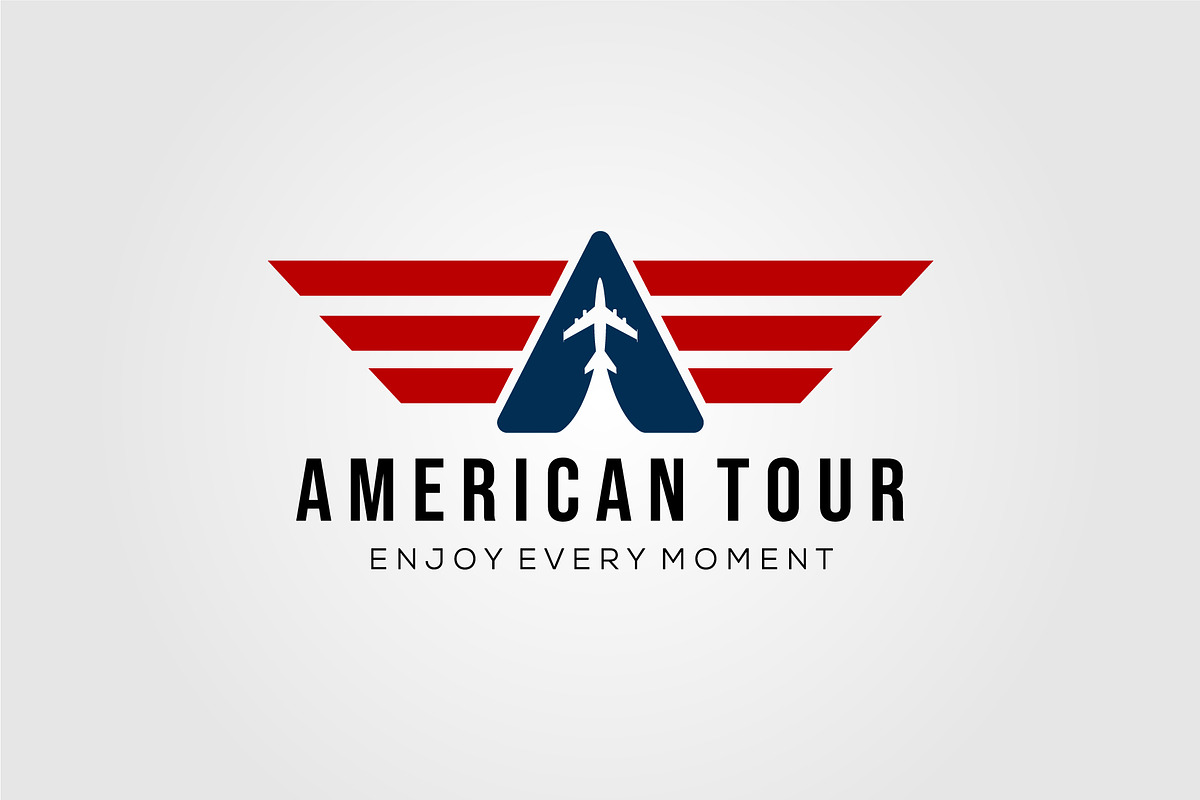 american plane travel logo vector, a Transportation Illustration by Rizkaarishandy_shop