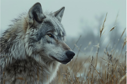 Majestic wolf observing winter, an Animal Photo by Ylivdesign