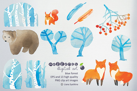 blue forest clipart