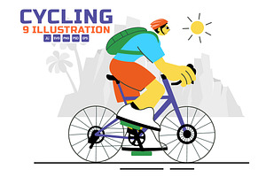 9 Outdoor Cycling Illustration, a Sport Illustration by denayunebgt