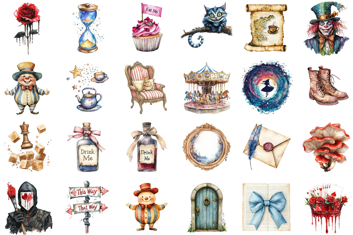 Vintage Alice in Wonderland Clipart, an Illustration by Sublimation Artist (Photo 2 of 6)