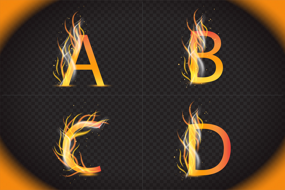 Fire Alphabet Letters Design Bundle