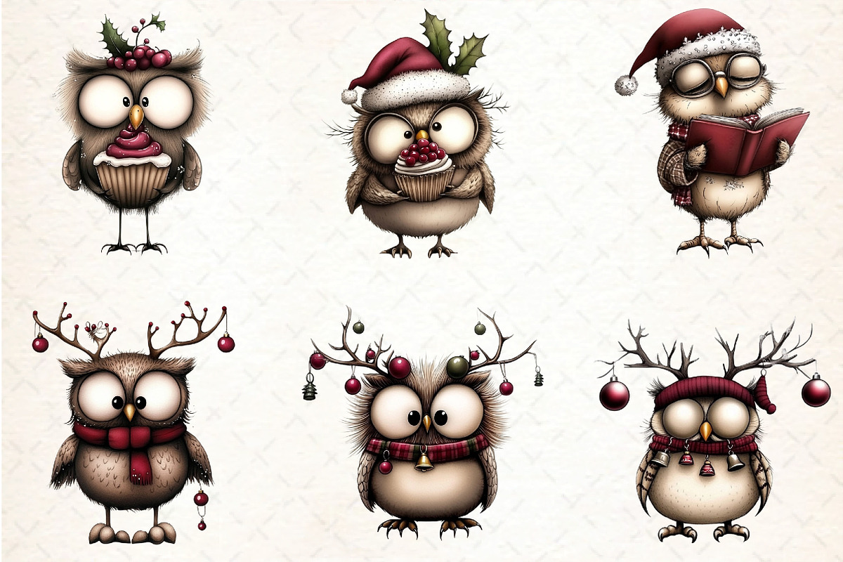 Whimsical Owl Clipart, an Illustration by DreamCafeArt (Photo 3 of 7)