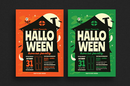 Halloween House Party Event Flyer, a Flyer Template by Guuver