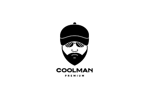 Man Dashing With Bearded Hat Logo