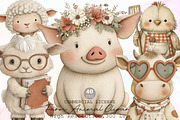 Whimsical Farm Animal Clipart Bundle, an Illustration by Sublimation Artist (Thumbnail 1 of 6)