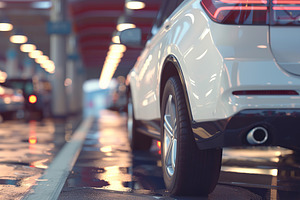 Car taillight on the road, a Transportation Photo by AlyaAnd