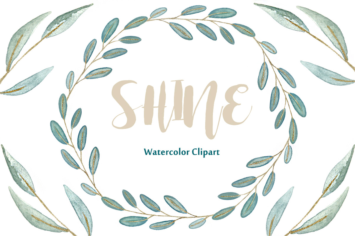 Shine gold leaves Watercolor clipart, an Illustration by LABFcreations (Photo 4 of 5)