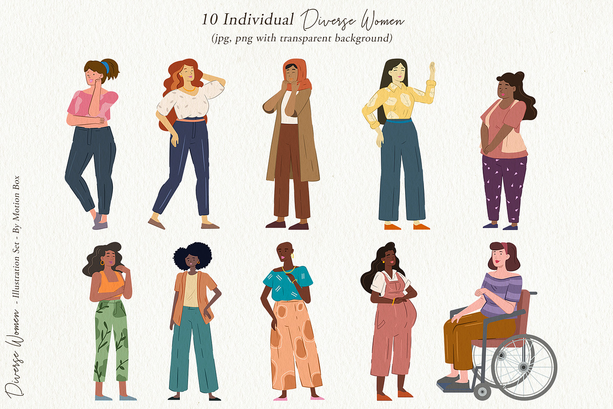 Diverse Women Illustration Pack, a Person Illustration by Motion-Box (Photo 10 of 11)