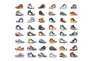 Sneakers cartoon vector set. Jordans, an Object Illustration by Stock-Smart-Start