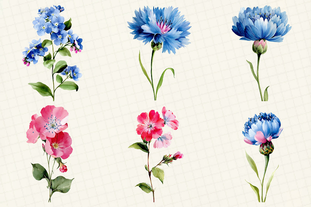 Pastel Garden Watercolor Flowers, an Illustration by DreamCafeArt (Photo 2 of 6)