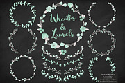 Mint and Grey Vector Flower Wreaths, an Illustration by Amanda Ilkov (Thumbnail 2 of 3)