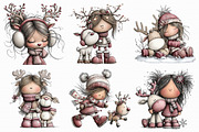 Winter Girl and Reindeer Clipart, an Illustration by Libby Wishes (Thumbnail 9 of 9)