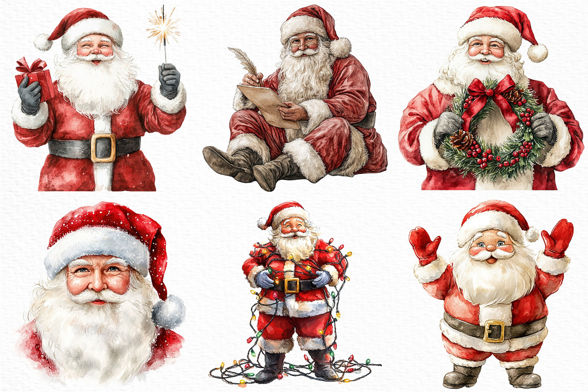 Watercolor Santa Clipart, an Illustration by Craft Nest (Photo 5 of 6)