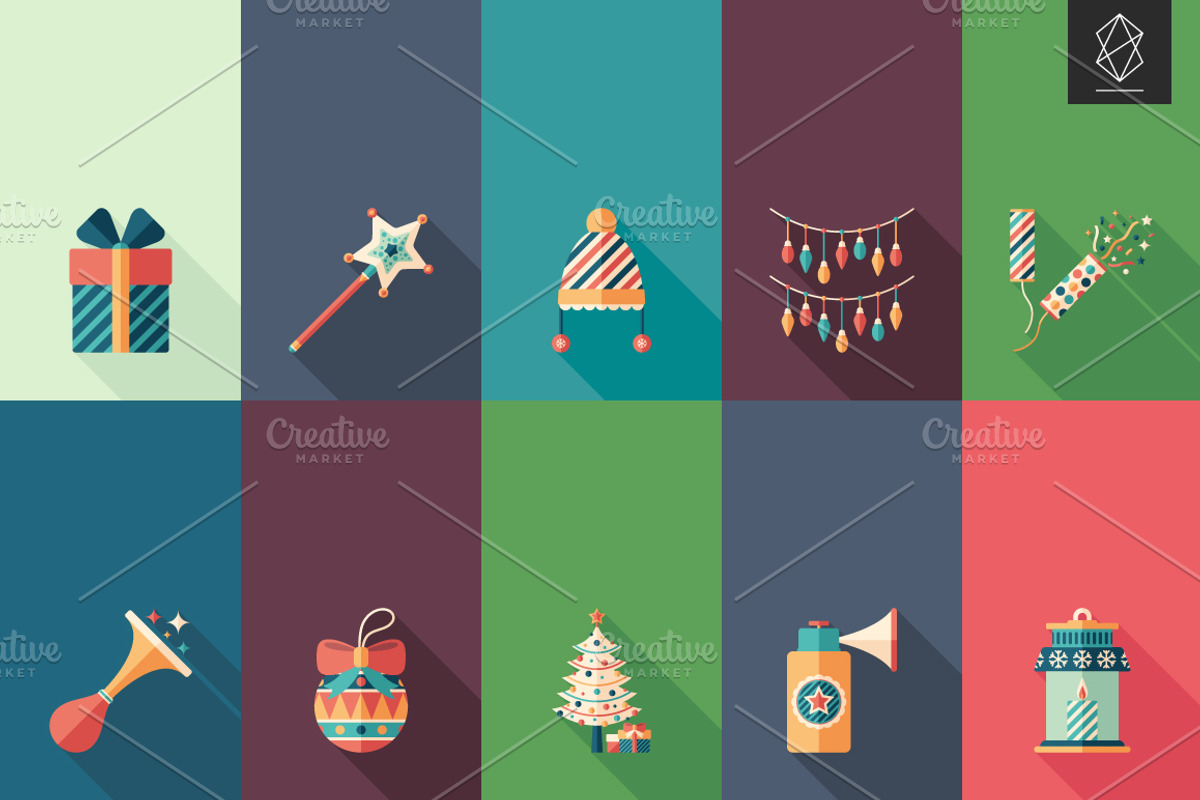 Christmas time flat square icon set, an Icon by Yury Velikanov (Photo 2 of 3)