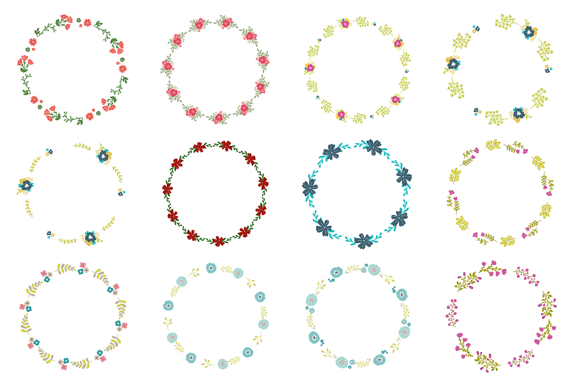 Floral vector AI wreaths and brushes, an Object Graphic by bigmomentsdesign (Photo 6 of 11)