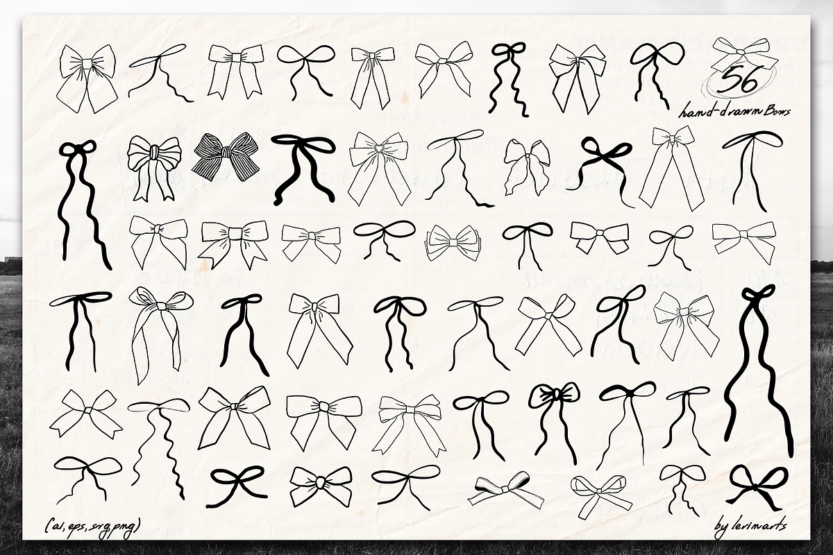 Mixed Bow Collection: Cut-Out & Draw, an Object Graphic by lerinartstudio (Photo 9 of 12)