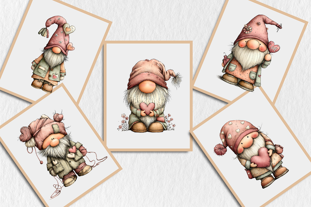 Quirky Valentine Day Gnome Clipart, a Seasonal Illustration by Rose Art (Photo 7 of 7)