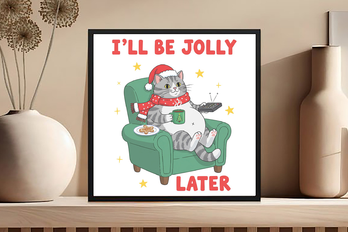 Funny Christmas Sarcastic Lazy Cat, an Illustration by Black Bird Studio (Photo 3 of 4)