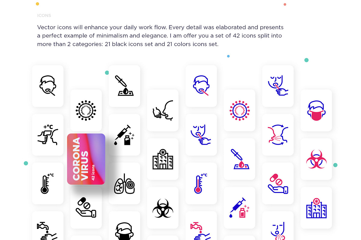 Coronavirus COVID-19 | 42 Icons Set, an Outline Icon by Marina Silence (Photo 2 of 17)